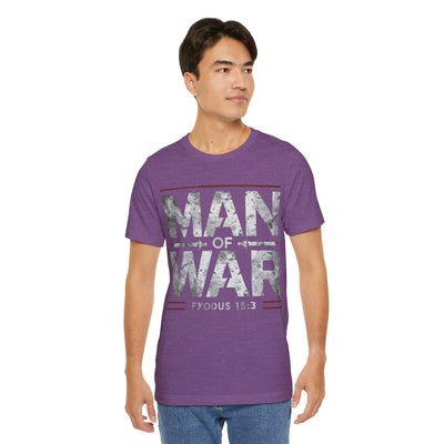 Man Of War Unisex Jersey Short Sleeve Tee, Silver Text Design