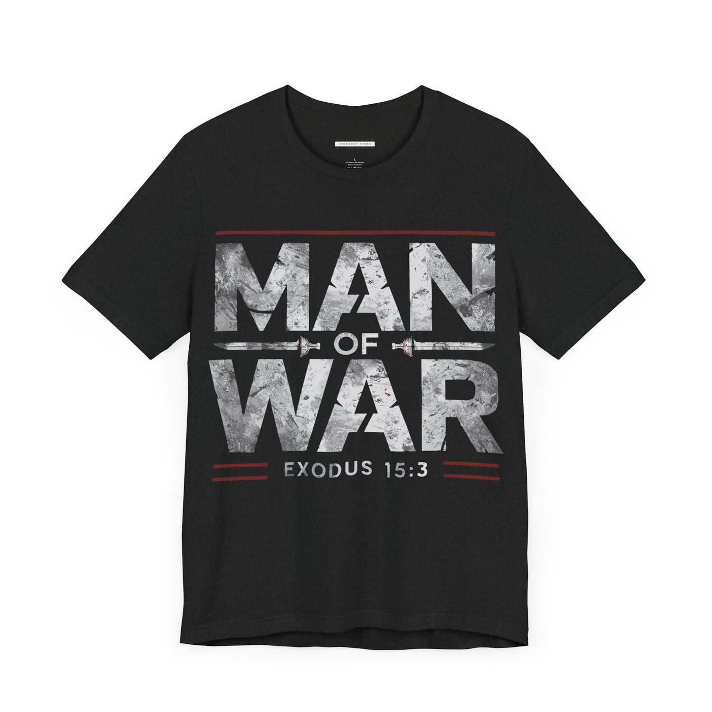 Man Of War Unisex Jersey Short Sleeve Tee, Silver Text Design