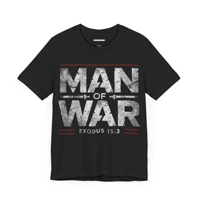 Man Of War Unisex Jersey Short Sleeve Tee, Silver Text Design