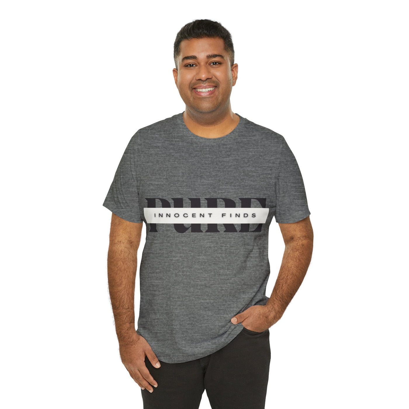 Pure Innocent Finds Unisex Jersey Short Sleeve Tee, Black Design