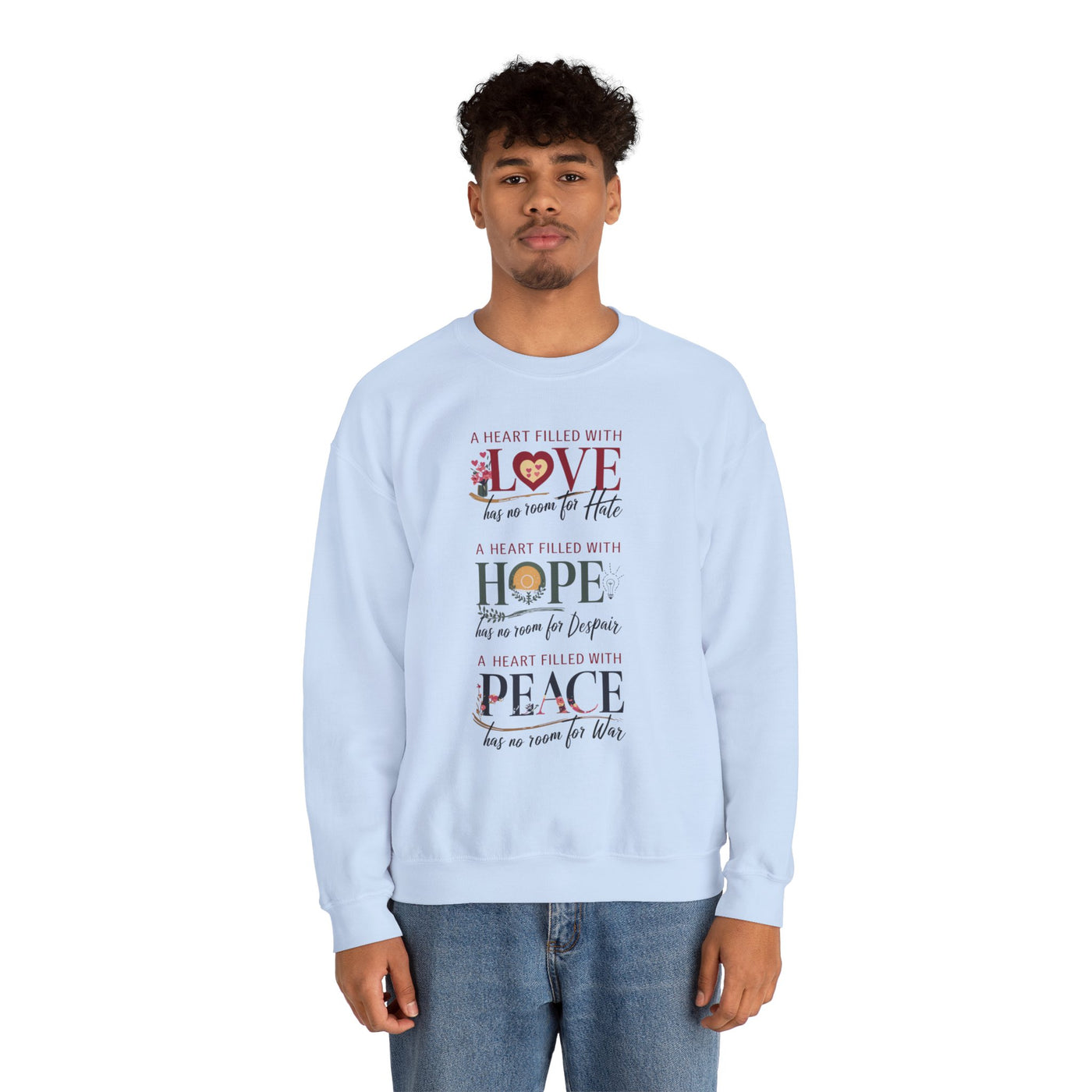 A Heart Filled with Love, Hope, Peace Unisex Heavy Blend™ Crewneck Sweatshirt