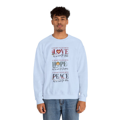 A Heart Filled with Love, Hope, Peace Unisex Heavy Blend™ Crewneck Sweatshirt