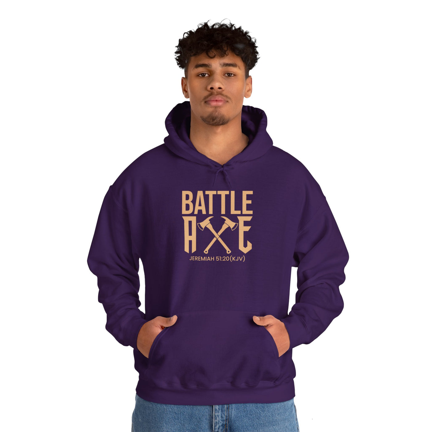 Battle Axe Unisex Heavy Blend™ Hooded Sweatshirt, Golden Design