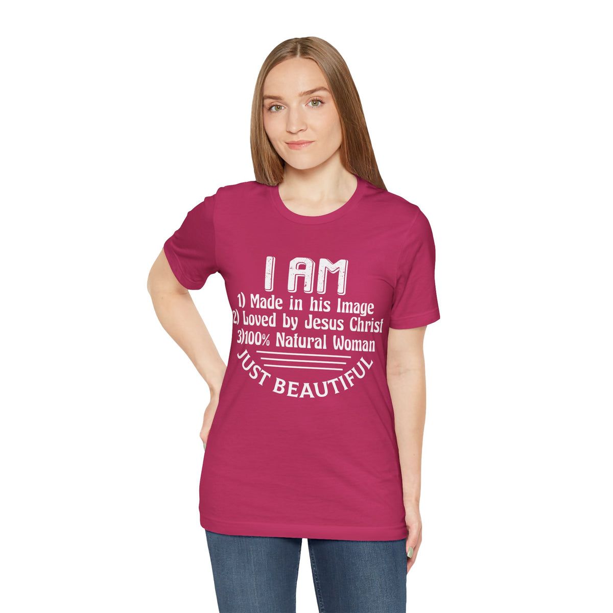 I Am Just Beautiful Women Jersey Short Sleeve Tee, Aesthetic Design