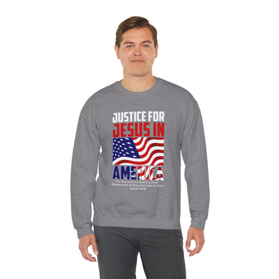 Justice For Jesus In America Unisex Heavy Blend™ Crewneck Sweatshirt, American Flag