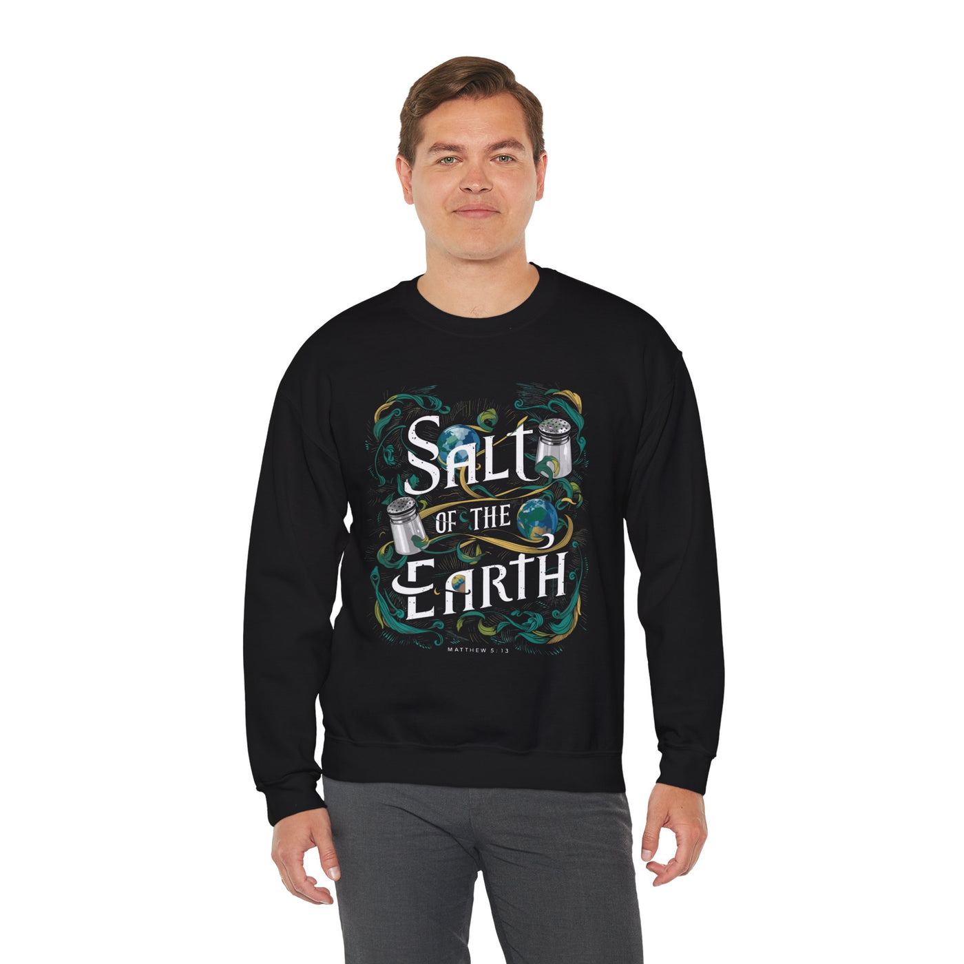 Salt Of The Earth Matthew 5:13 Unisex Heavy Blend™ Crewneck Sweatshirt, Abstract Design