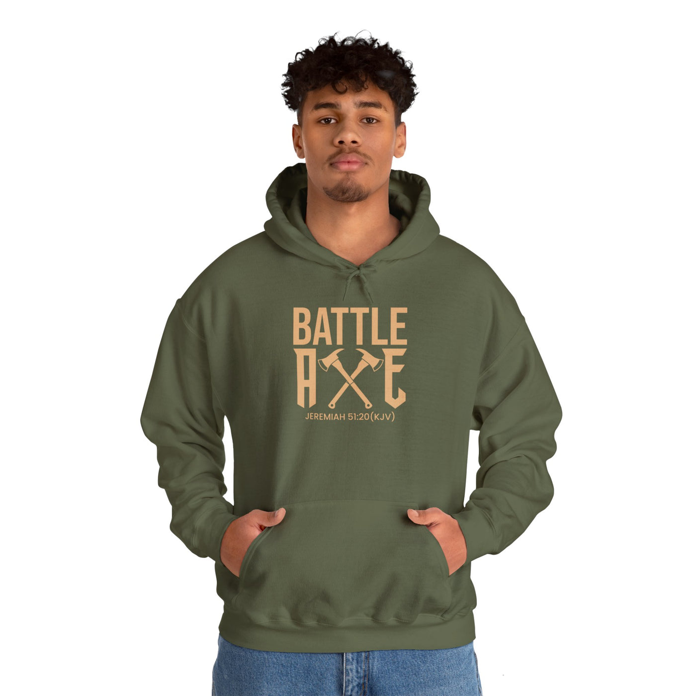 Battle Axe Unisex Heavy Blend™ Hooded Sweatshirt, Golden Design