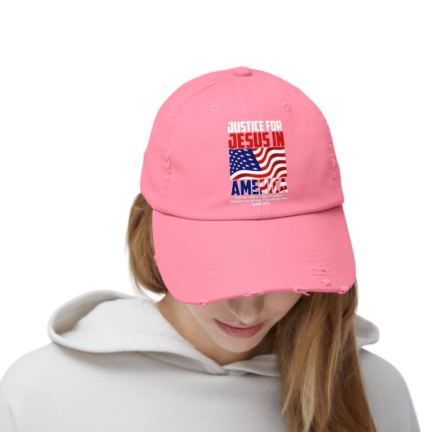 Justice For Jesus In America Unisex Distressed Cap, American Flag Designs