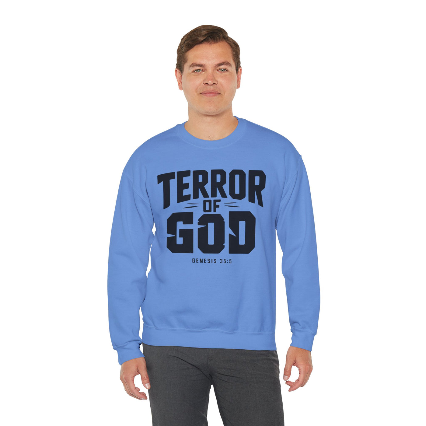 Terror Of God Genesis 35:5 Unisex Heavy Blend™ Crewneck Sweatshirt, Black Design