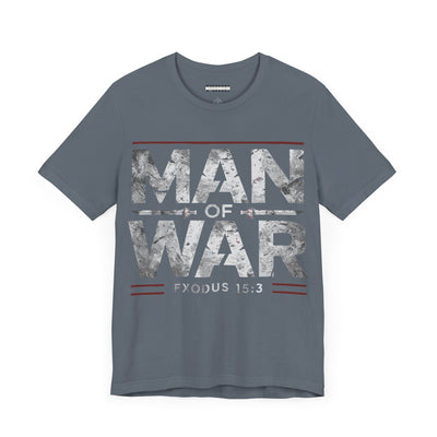 Man Of War Unisex Jersey Short Sleeve Tee, Silver Text Design