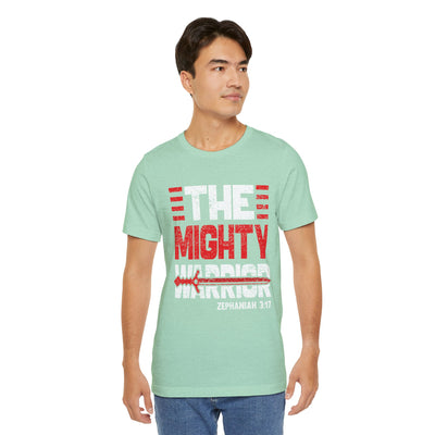The Mighty Warrior Zephaniah 3:17 Unisex Jersey Short Sleeve Tee