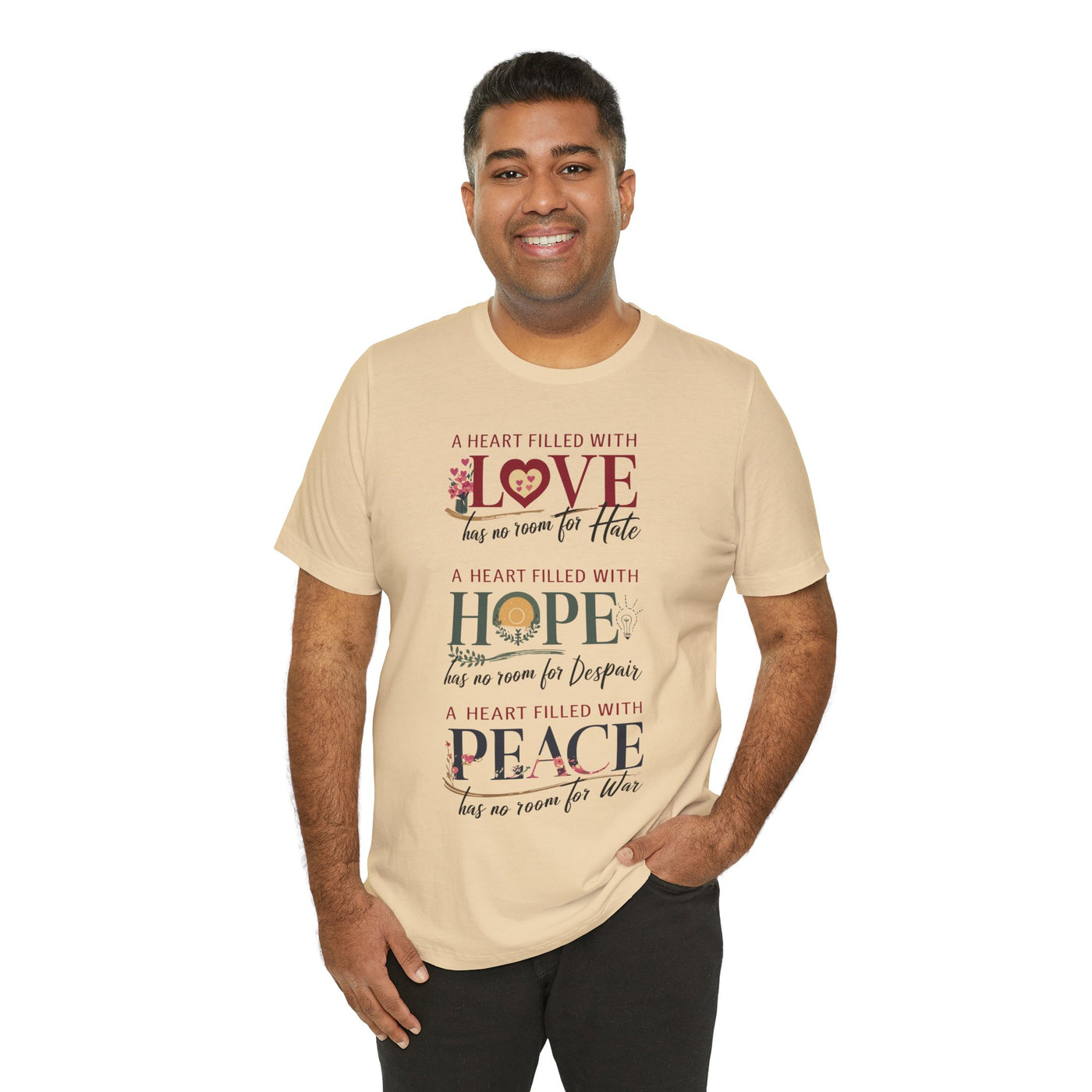 A Heart Filled With Hope Love Peace Unisex Jersey Short Sleeve Tee