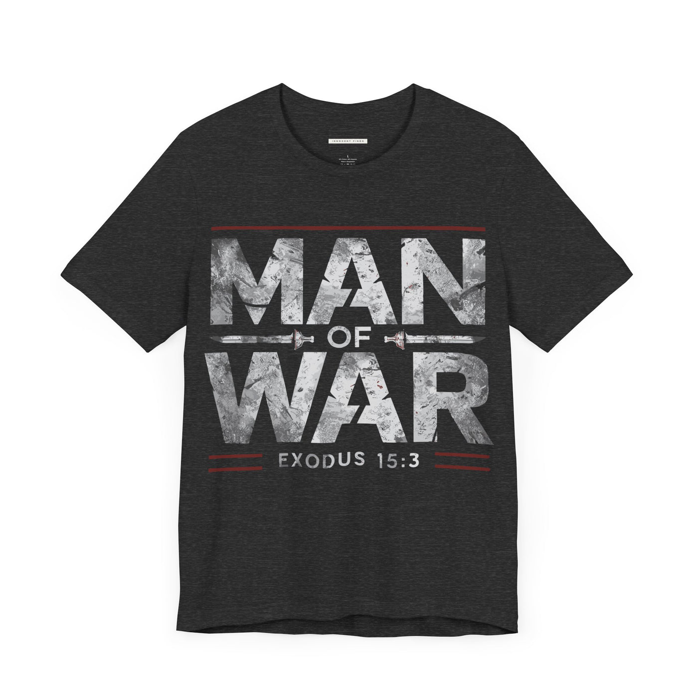 Man Of War Unisex Jersey Short Sleeve Tee, Silver Text Design