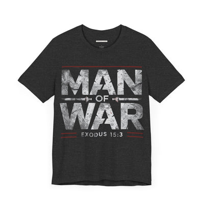 Man Of War Unisex Jersey Short Sleeve Tee, Silver Text Design