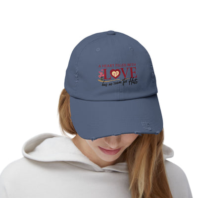 A Heart Filled With Love Unisex Distressed Cap