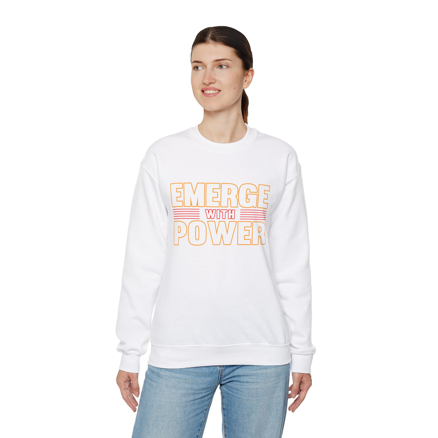 Emerge With Power Unisex Heavy Blend™ Crewneck Sweatshirt, Block Design