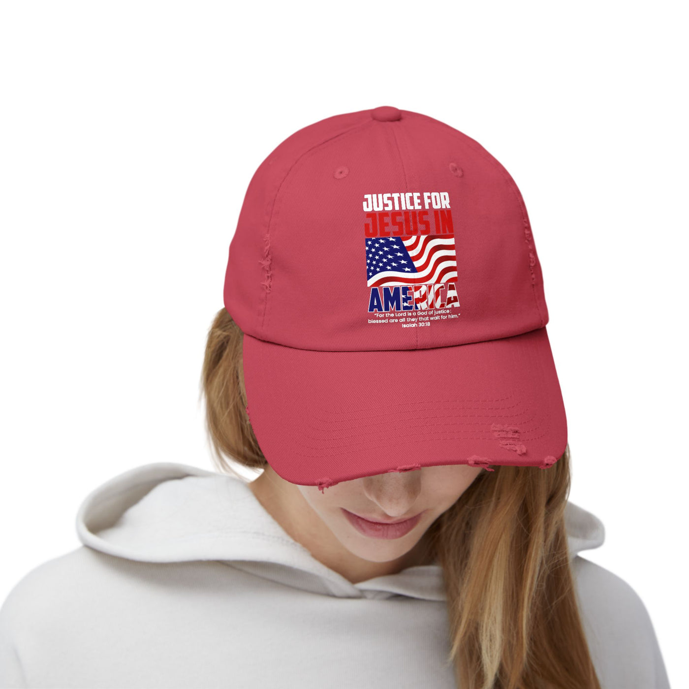 Justice For Jesus In America Unisex Distressed Cap, American Flag Designs