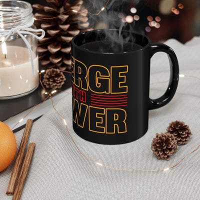 Emerge With Power Black Mug (11oz, 15oz), Block Design