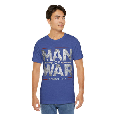 Man Of War Unisex Jersey Short Sleeve Tee, Silver Text Design