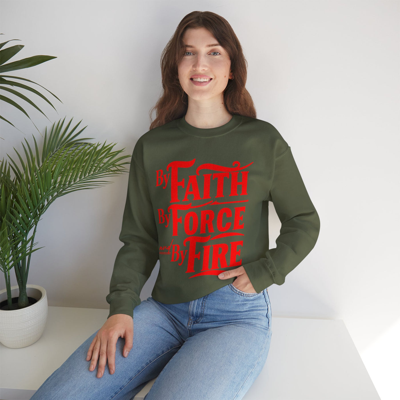 By Faith By Force By Fire Unisex Heavy Blend™ Crewneck Sweatshirt