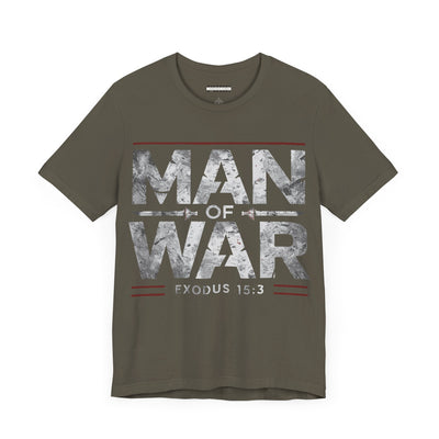 Man Of War Unisex Jersey Short Sleeve Tee, Silver Text Design