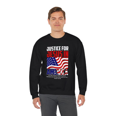 Justice For Jesus In America Unisex Heavy Blend™ Crewneck Sweatshirt, American Flag