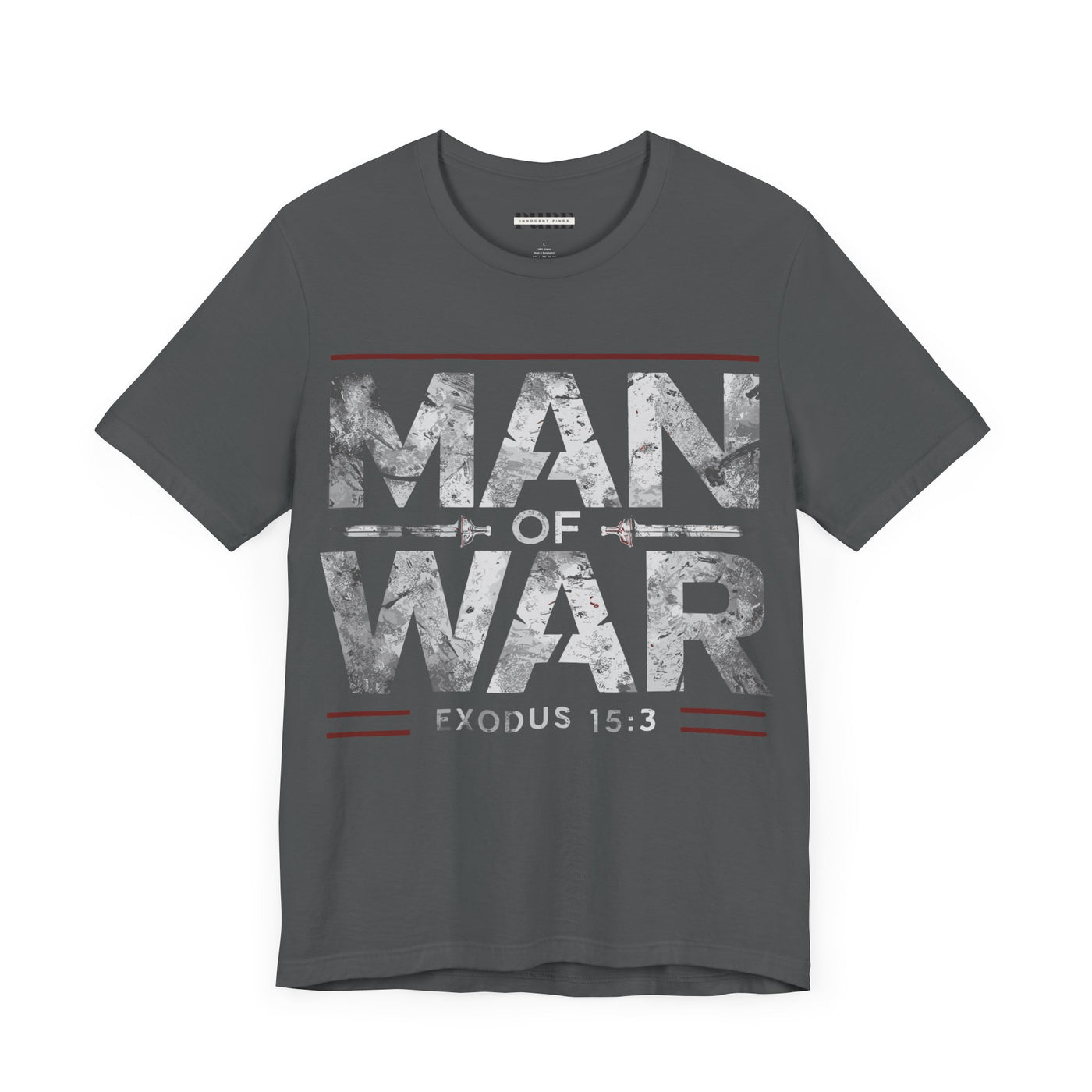Man Of War Unisex Jersey Short Sleeve Tee, Silver Text Design
