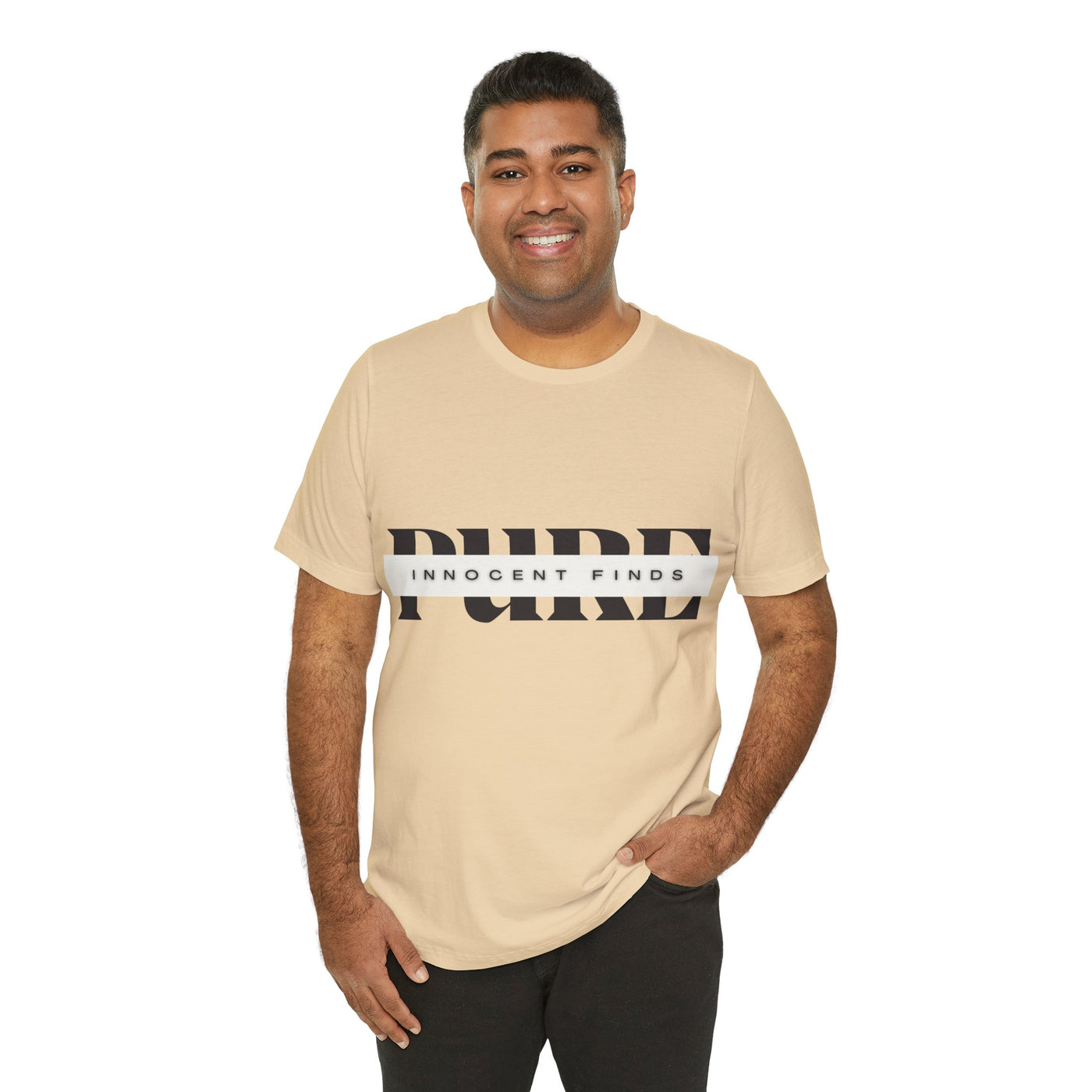 Pure Innocent Finds Unisex Jersey Short Sleeve Tee, Black Design