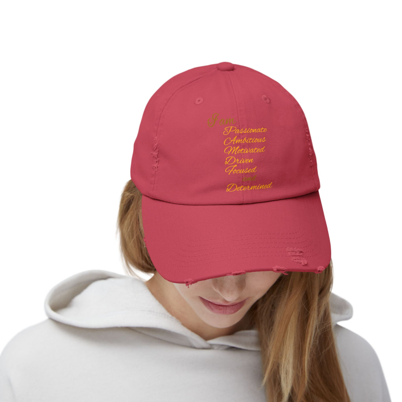 I Am Determined Unisex Distressed Cap