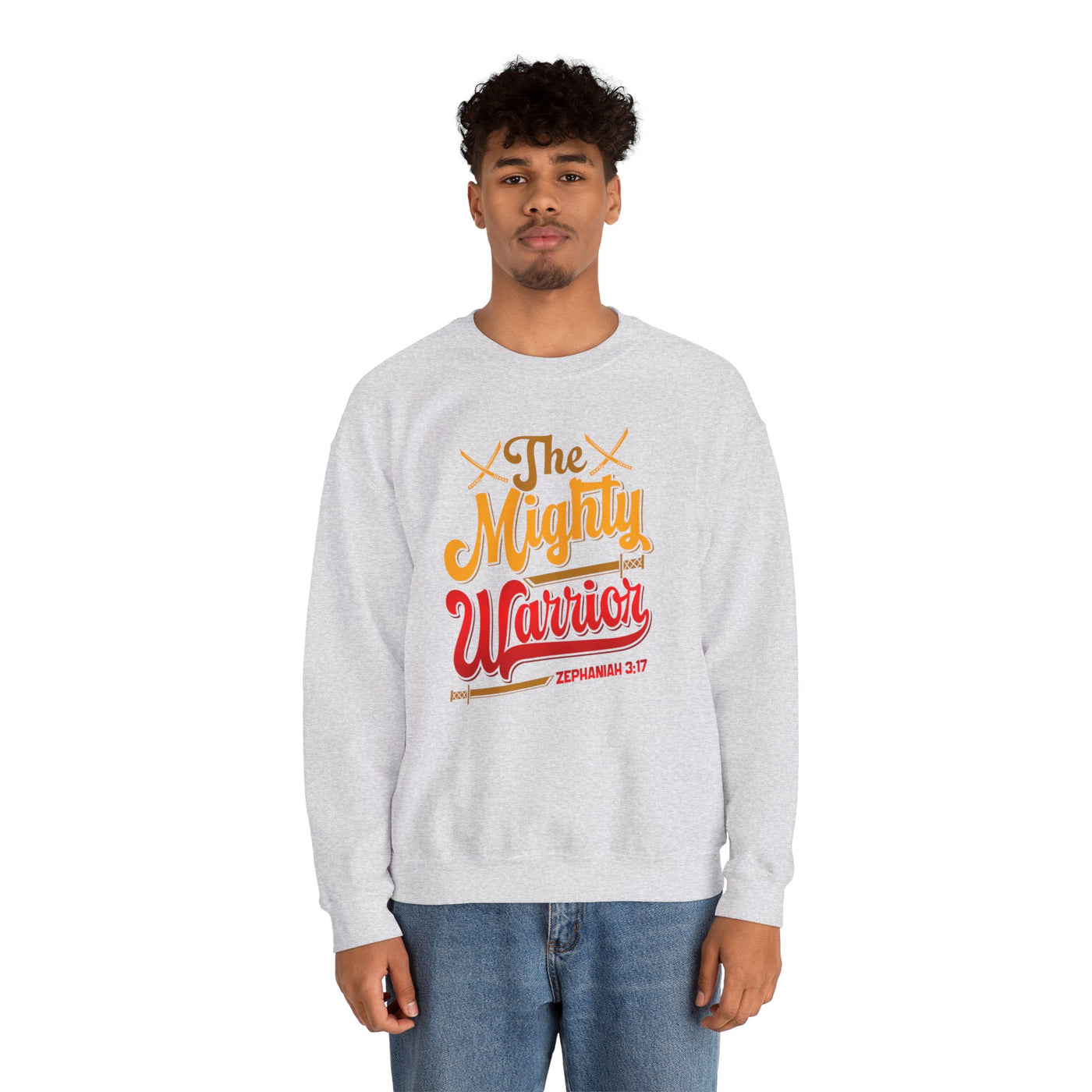 The Mighty Warrior Zephaniah 3:17 Unisex Heavy Blend™ Crewneck Sweatshirt