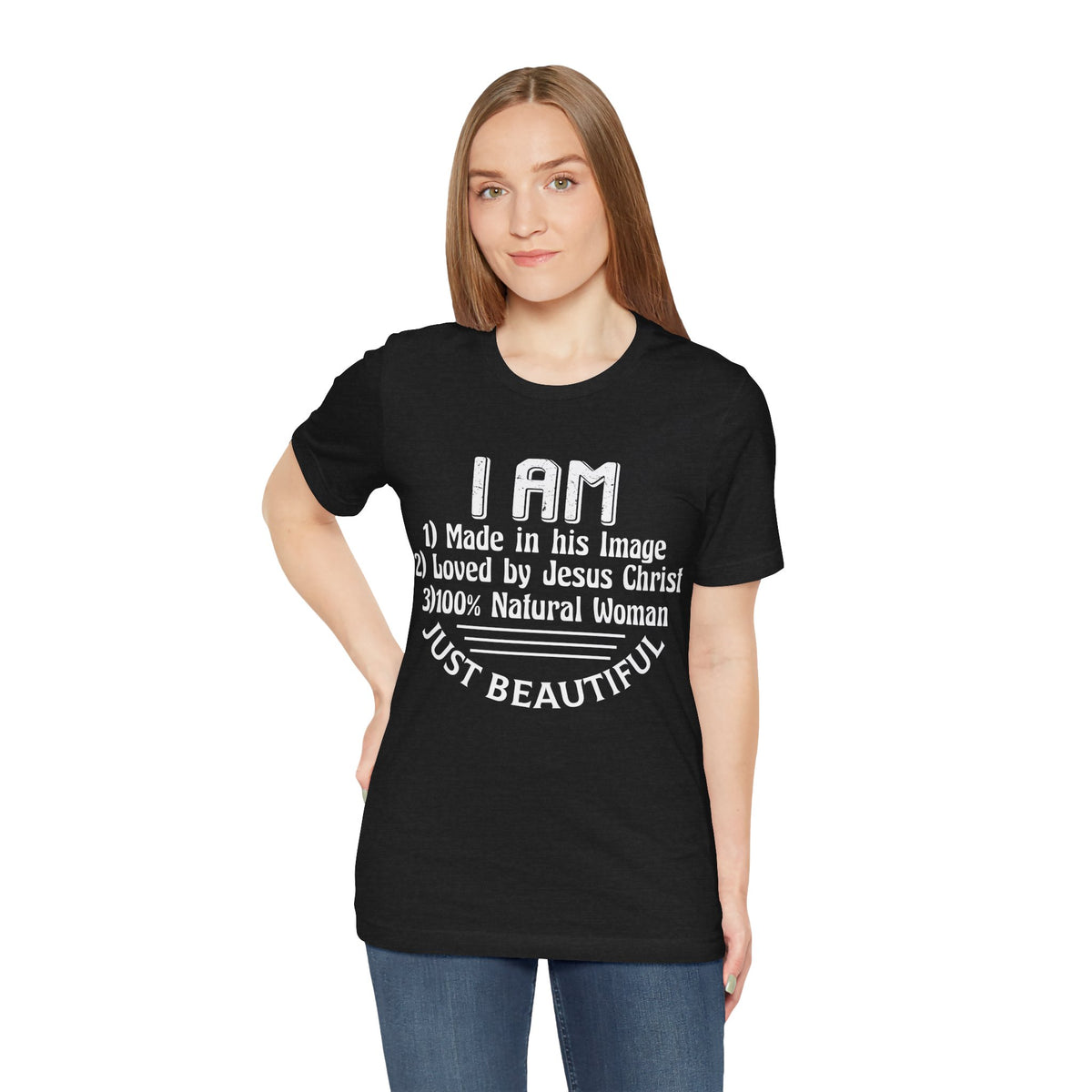 I Am Just Beautiful Women Jersey Short Sleeve Tee, Aesthetic Design