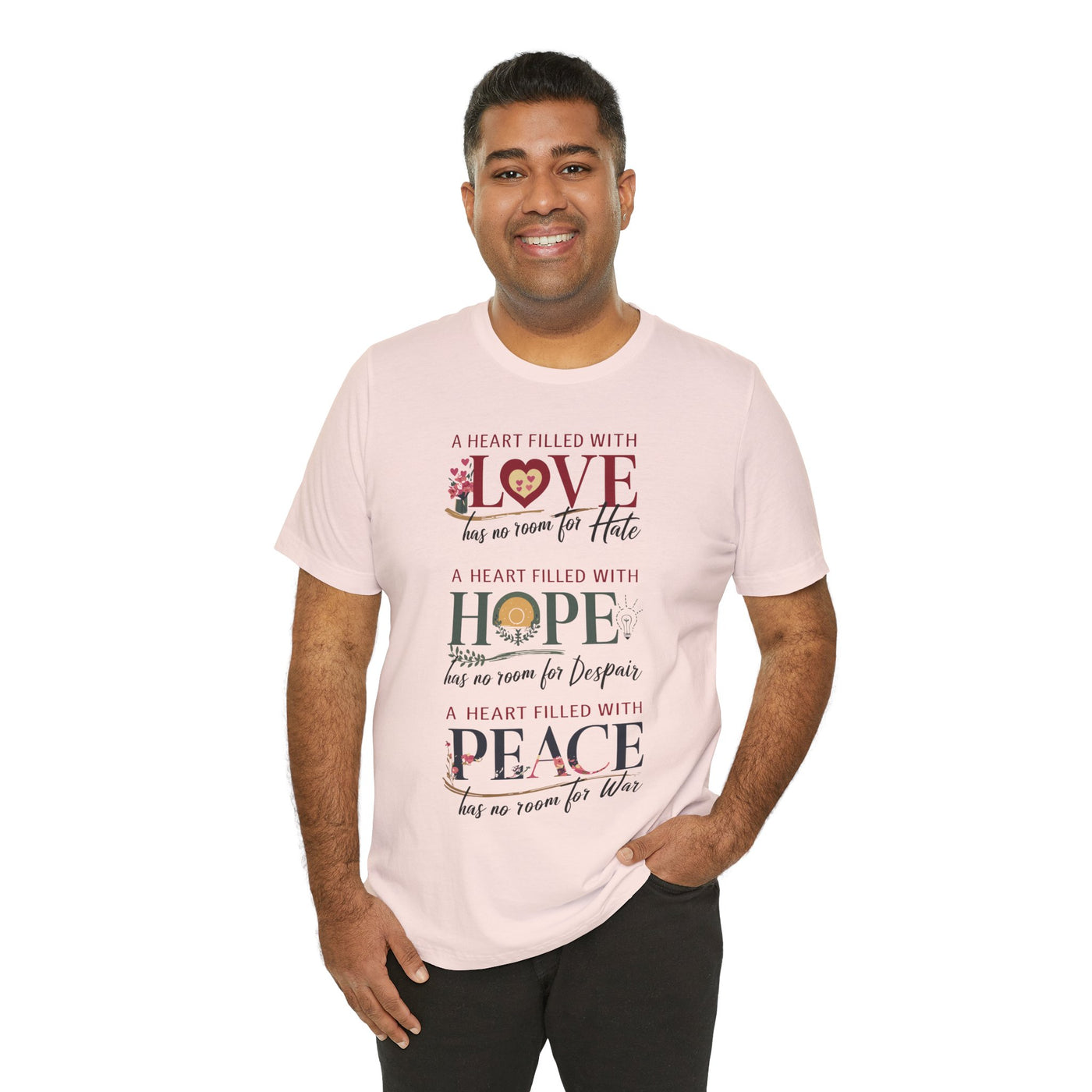 A Heart Filled With Hope Love Peace Unisex Jersey Short Sleeve Tee