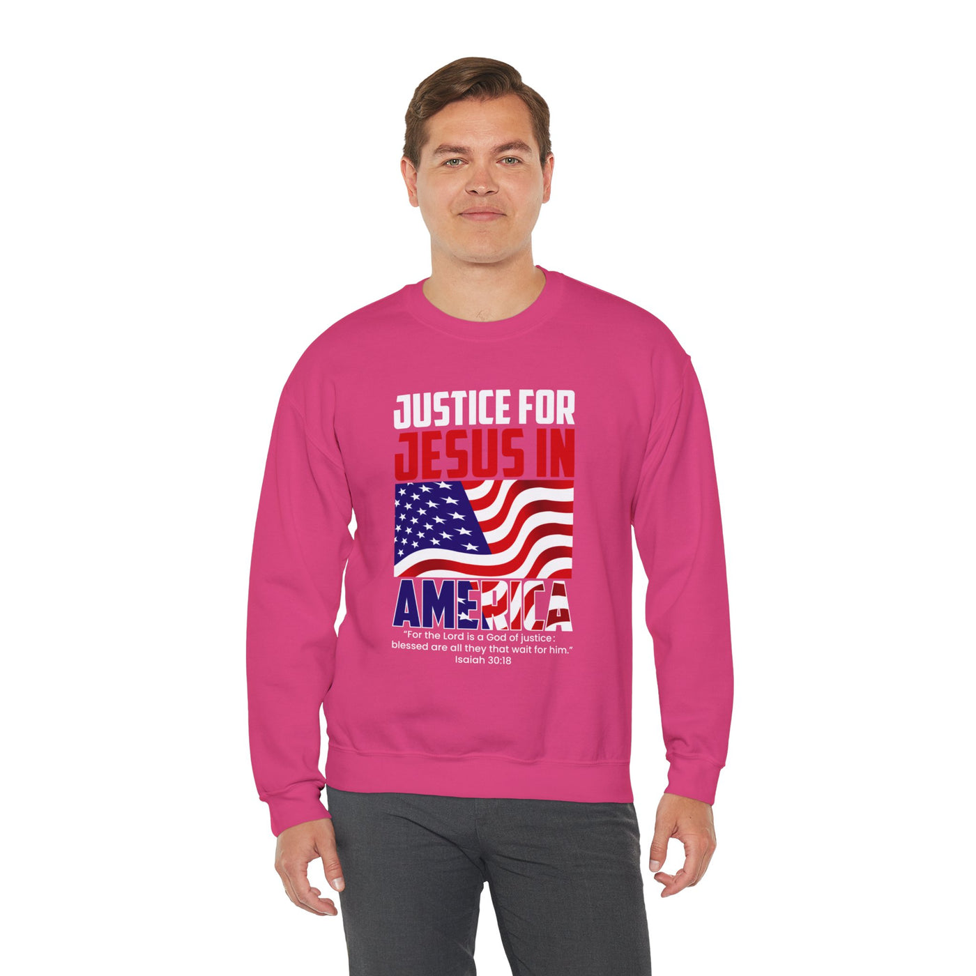 Justice For Jesus In America Unisex Heavy Blend™ Crewneck Sweatshirt, American Flag