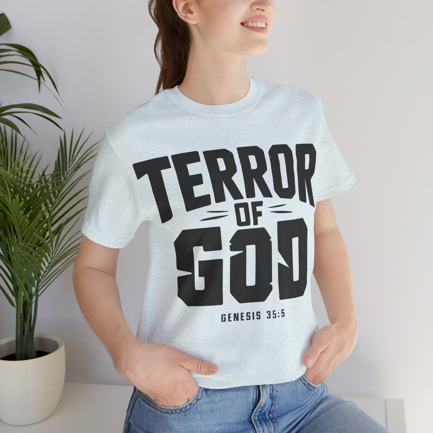 Terror Of God Genesis 35:5 Unisex Jersey Short Sleeve Tee, Black Design