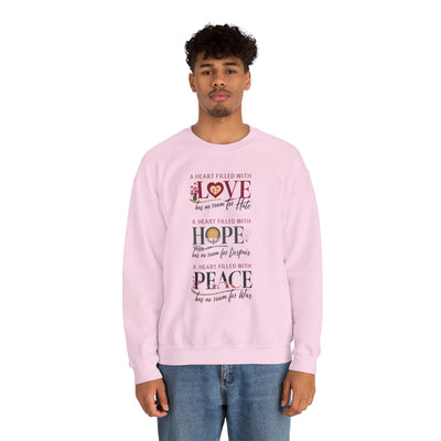 A Heart Filled with Love, Hope, Peace Unisex Heavy Blend™ Crewneck Sweatshirt