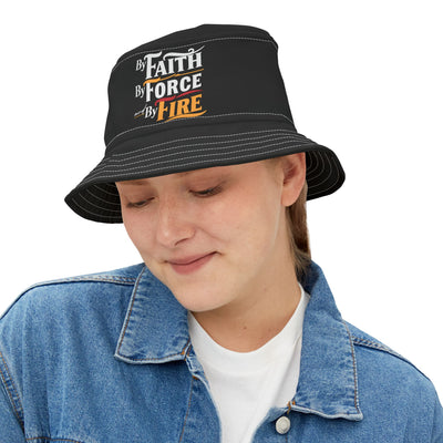 By Faith, By Force And By Fire Unisex Bucket Hat, Aesthetic Design