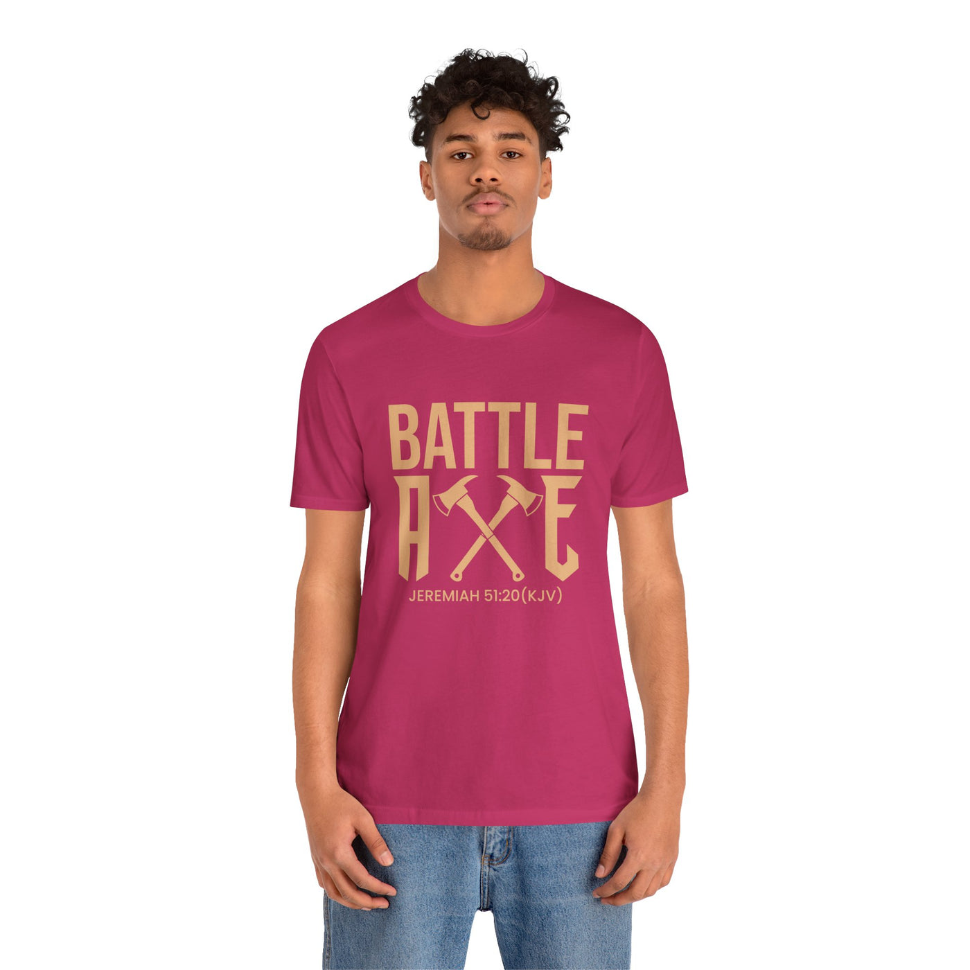 Battle Axe Unisex Jersey Short Sleeve Tee, Golden Design