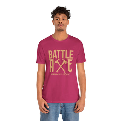 Battle Axe Unisex Jersey Short Sleeve Tee, Golden Design