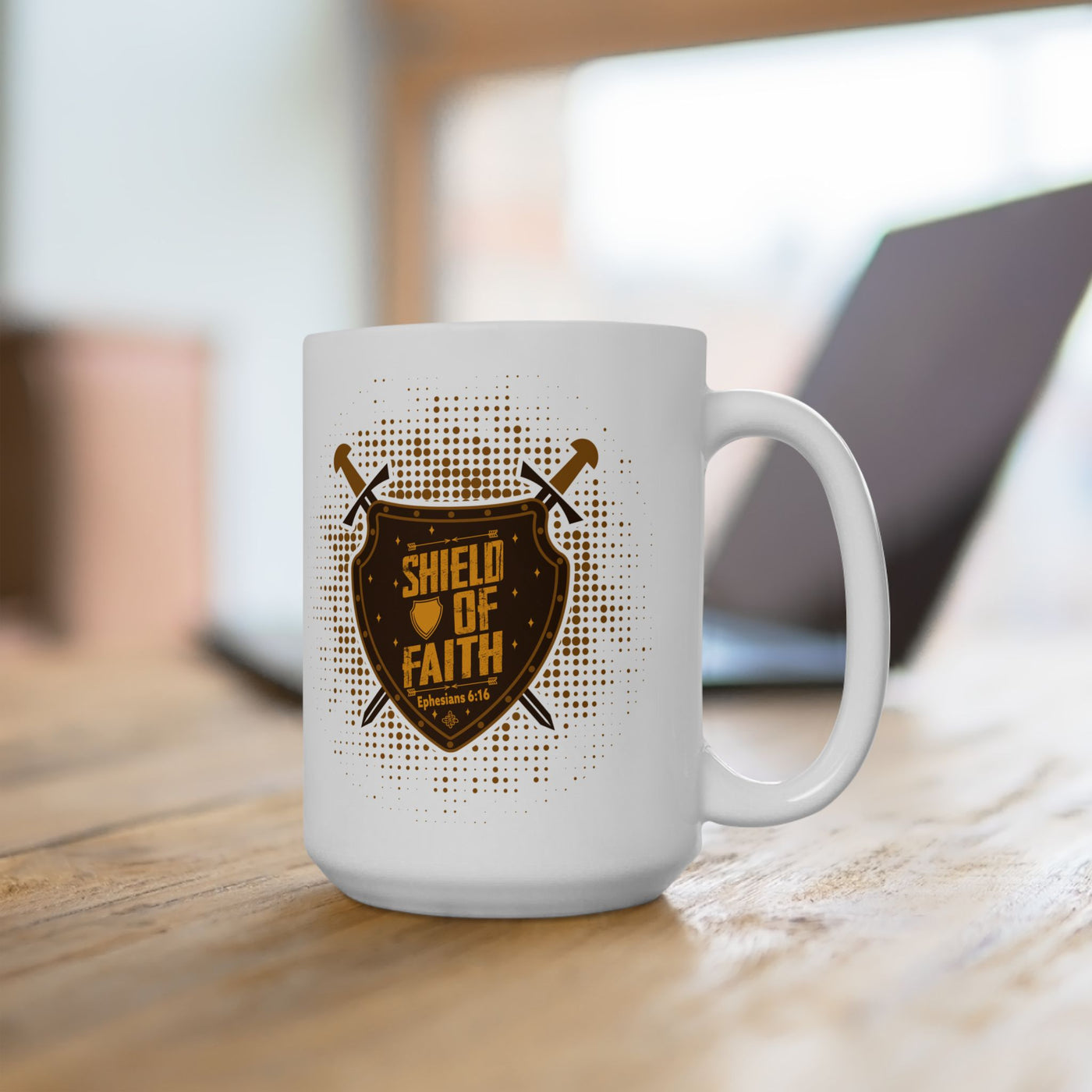 Shield Of Faith Ceramic Mug, (11oz, 15o z, Dot Design