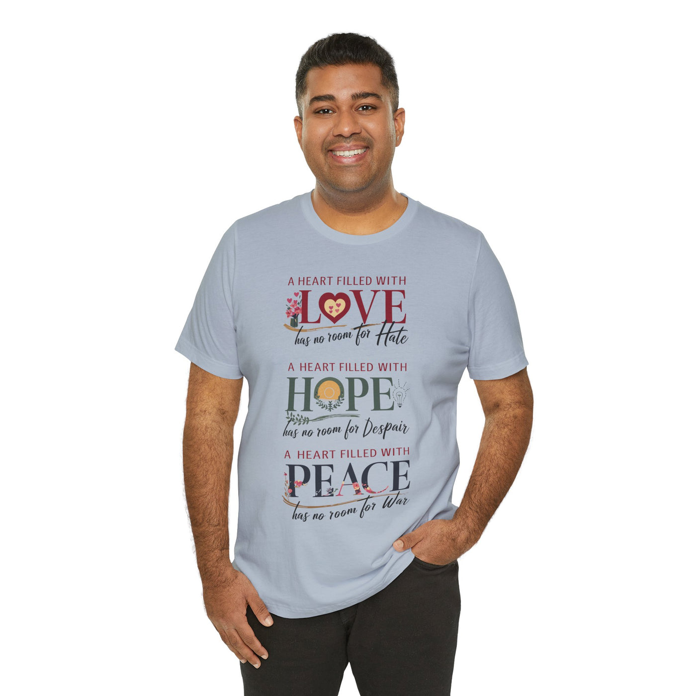 A Heart Filled With Hope Love Peace Unisex Jersey Short Sleeve Tee