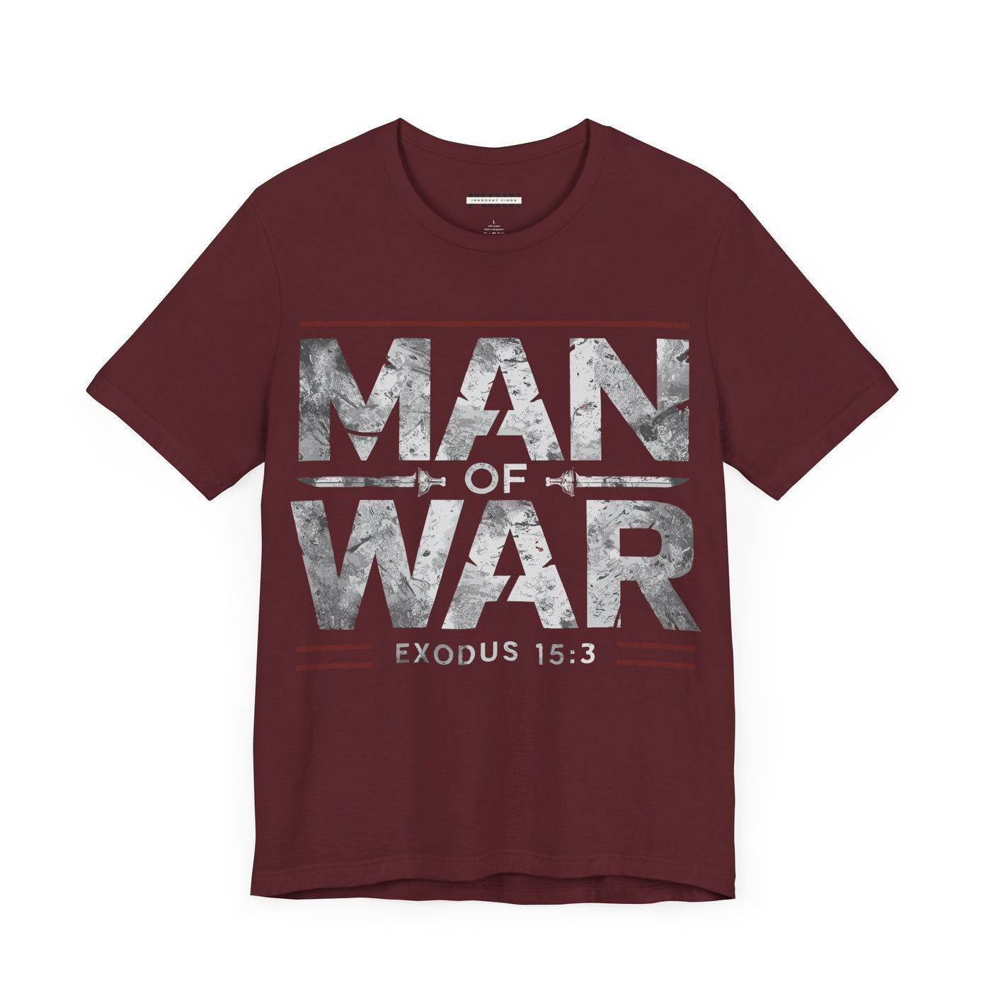 Man Of War Unisex Jersey Short Sleeve Tee, Silver Text Design