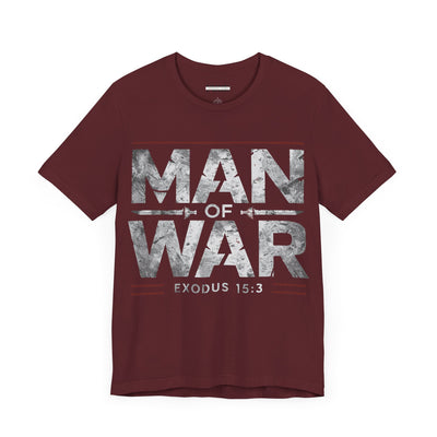 Man Of War Unisex Jersey Short Sleeve Tee, Silver Text Design