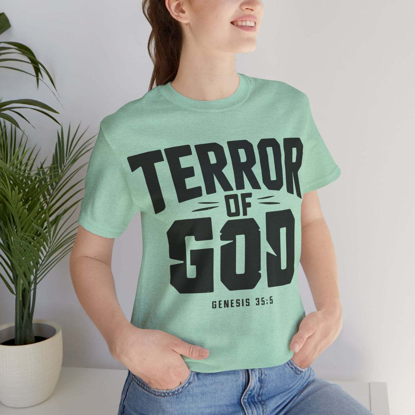 Terror Of God Genesis 35:5 Unisex Jersey Short Sleeve Tee, Black Design
