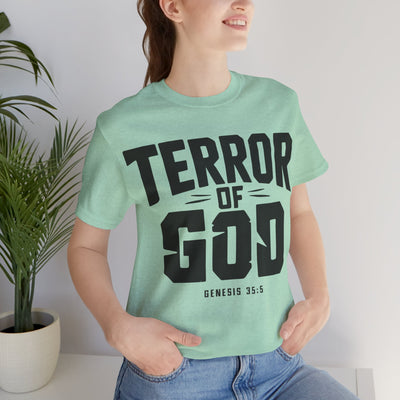 Terror Of God Genesis 35:5 Unisex Jersey Short Sleeve Tee, Black Design