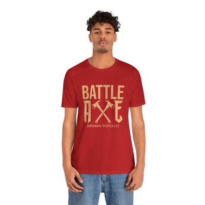 Battle Axe Unisex Jersey Short Sleeve Tee, Golden Design