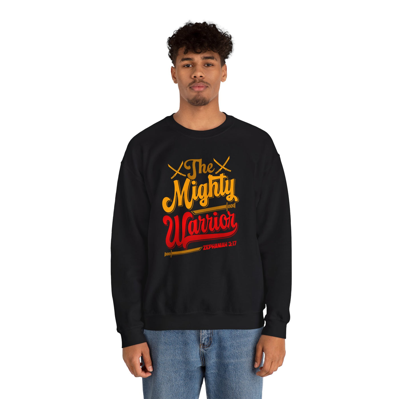 The Mighty Warrior Zephaniah 3:17 Unisex Heavy Blend™ Crewneck Sweatshirt