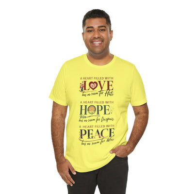 A Heart Filled With Hope Love Peace Unisex Jersey Short Sleeve Tee