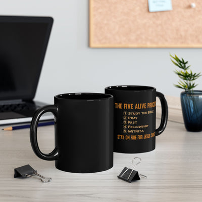 The Five Alive Process Text Based Black Mug (11oz, 15oz)