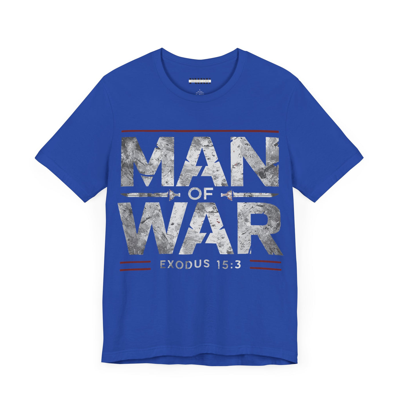 Man Of War Unisex Jersey Short Sleeve Tee, Silver Text Design