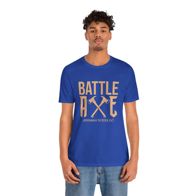 Battle Axe Unisex Jersey Short Sleeve Tee, Golden Design
